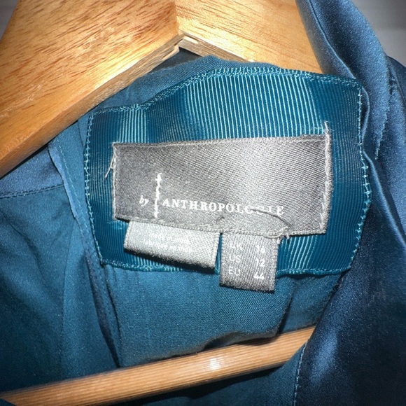 Anthropologie Silk Elegant Teal Sleeveless Dress - Picture 6 of 16